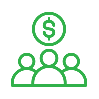 An icon of people under a dollar sign